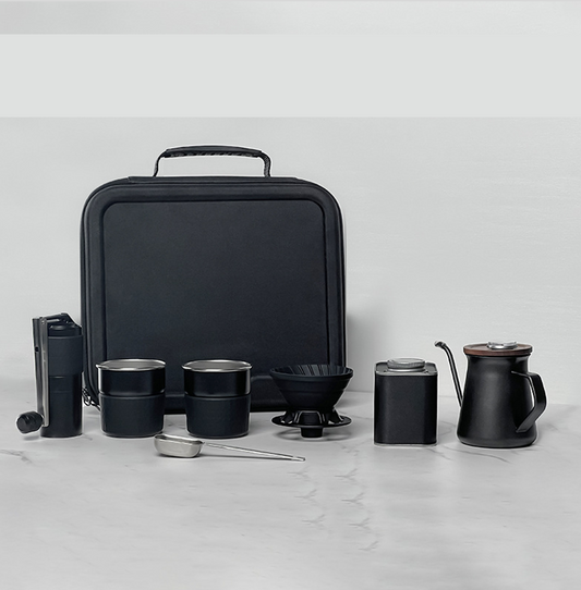 Black Knight Outdoor Pour Over Coffee Maker 6-Piece Premium Set - Hiking, Camping & Picnic
