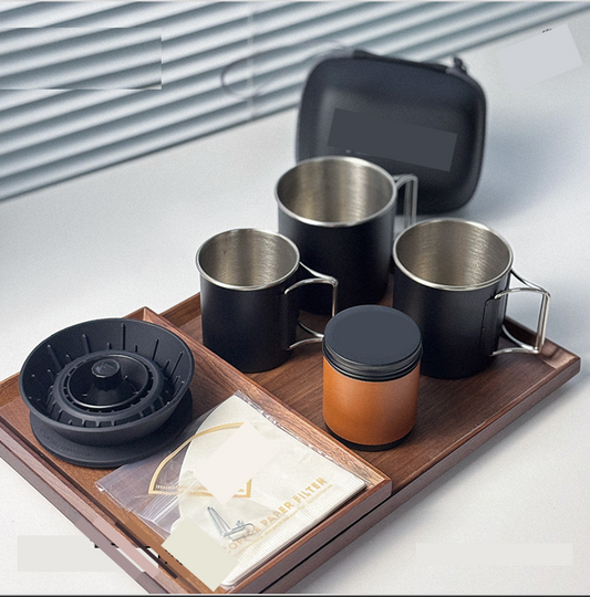 Outdoor Portable LIGHT Pour Over Coffee Maker 2-Cups Travel Set - Camping, Hiking & Traveling